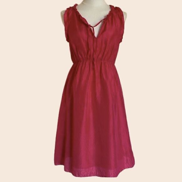 Calypso St. Barth Dresses & Skirts - Calypso St Barth Silk Raspberry Pink Sleeveless Mini Dress Crinkle Ribbon Size S